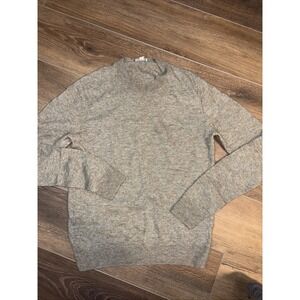 COS Sweater Women's Medium Gray Green Pullover Crew Cotton, Alpaca, Wool Blend